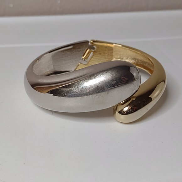 7 Inch Two Tone Hinged Bracelet - Picture 1 of 5